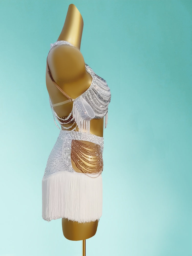 Glamorous 2-Piece Set Sheath Halter Neck Birthday Gowns Chic Sequins Beading Tassel Homecoming Dress AP3968