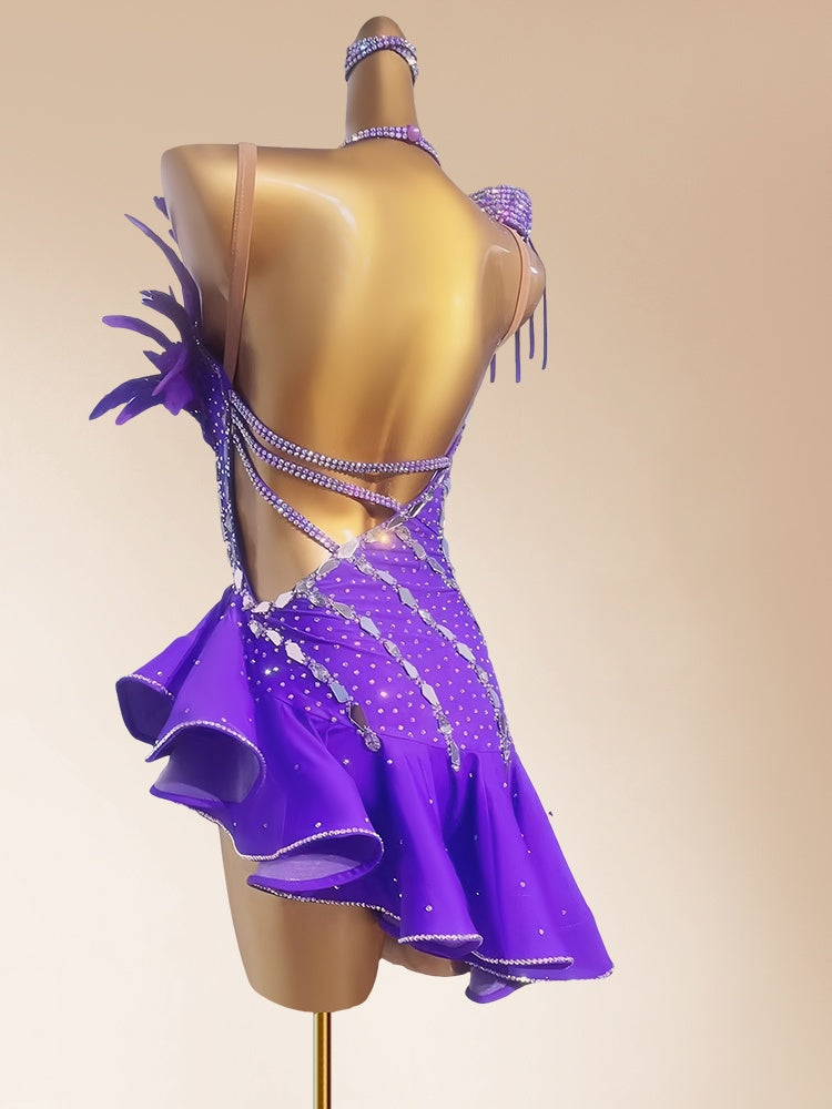 Novelty Spaghetti Strap A-Line Ruffles Birthday Gowns Glam Rhinestones Tassel Sequins Feather Homecoming Dress AP3971