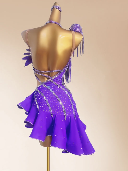 Novelty Spaghetti Strap A-Line Ruffles Birthday Gowns Glam Rhinestones Tassel Sequins Feather Homecoming Dress AP3971