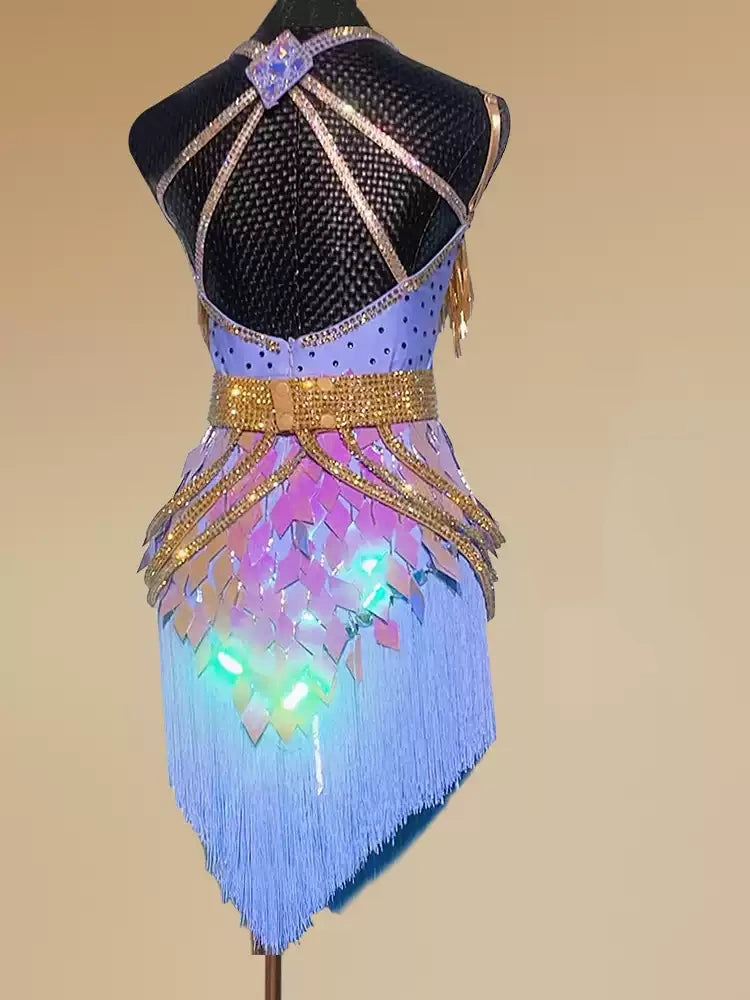 Unique Sheath Halter Neck Birthday Gowns Shining Sequins Beading Tassel Homecoming Dress AP3972