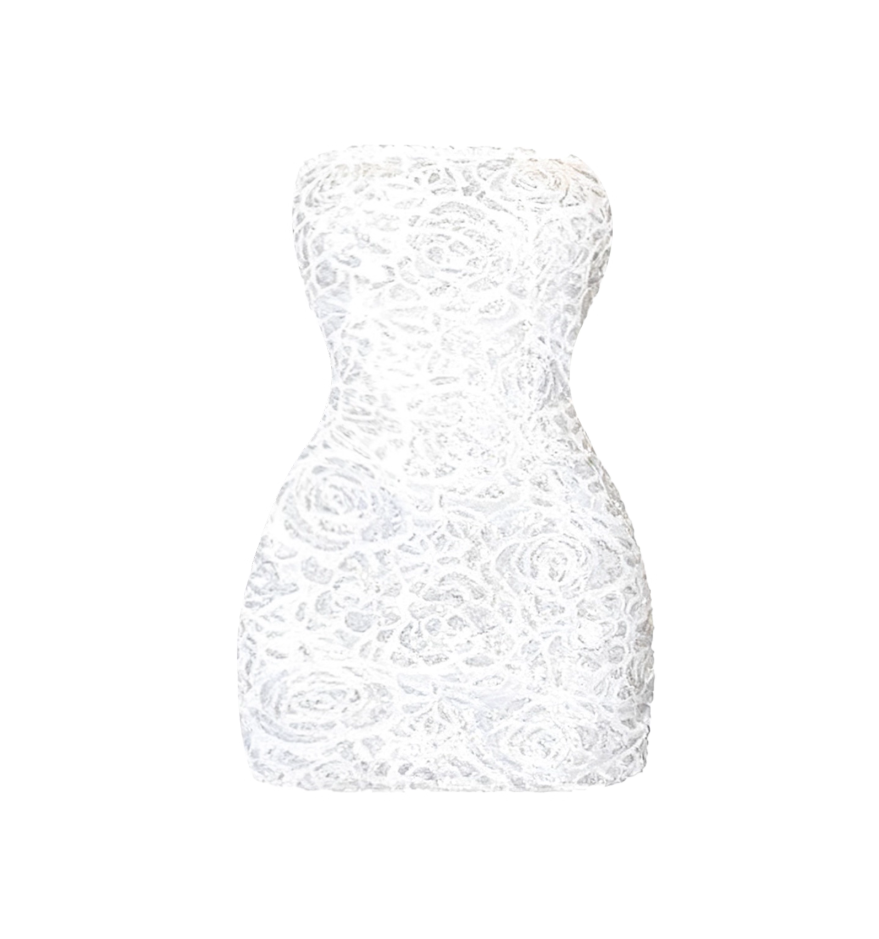 Minimalist Sheath White Party Outfit Mini Skirt Glam Strapless Sequins Design Short Dress AP4110