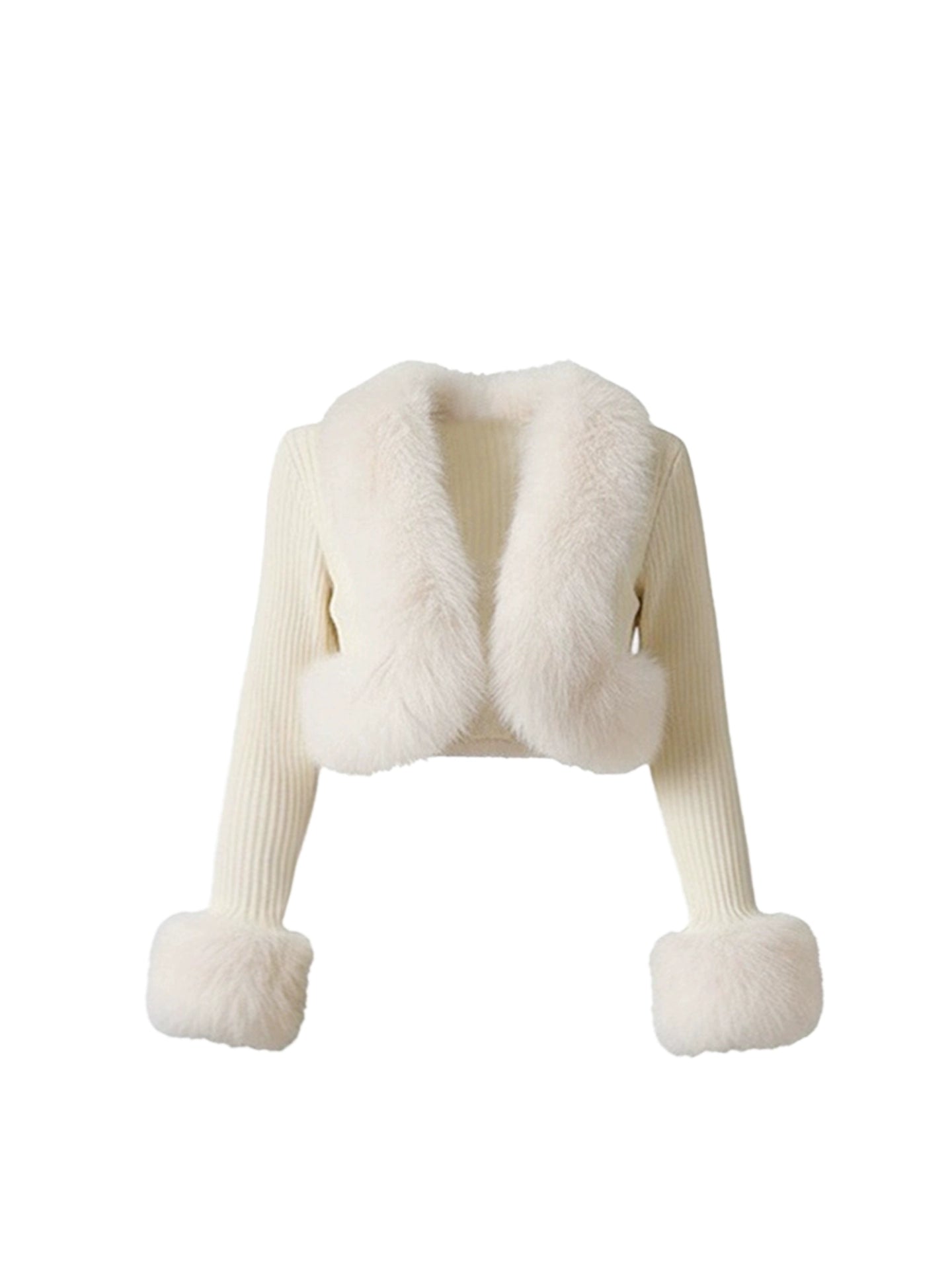 Lovely Sheath 2-Piece Set Side Slit Maxi Dress Graceful Fur Trim Long Sleeve Cardigan Spaghetti Straps Floral Long Dress AP4142