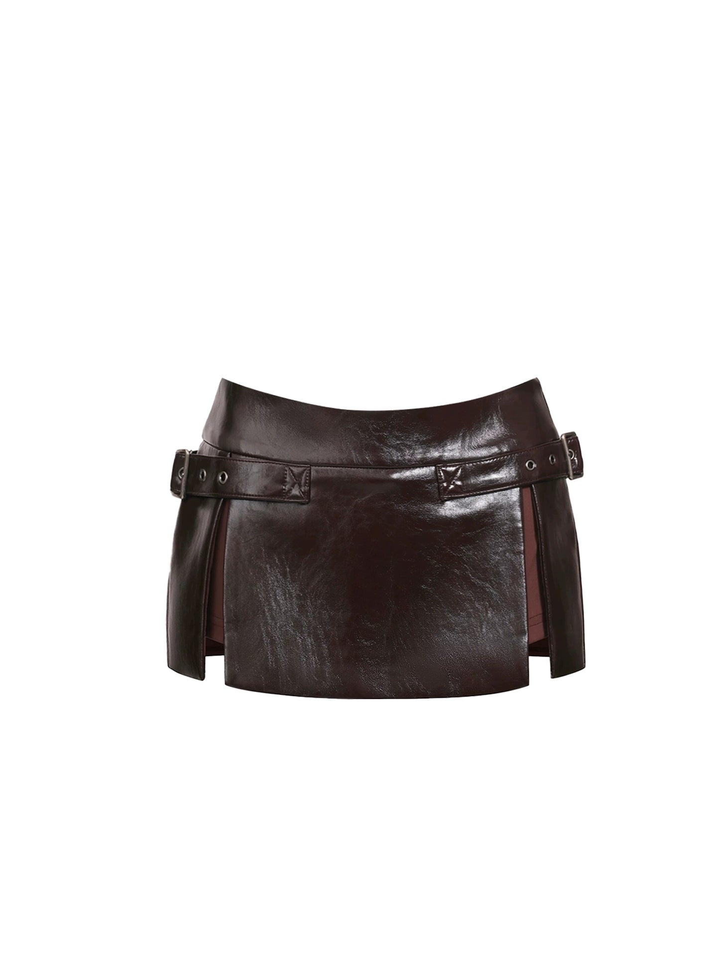 Graceful 2-Piece Set Sheath Mini Skirt Vintage Leather Strapless Side Slit Short Dress AP4159