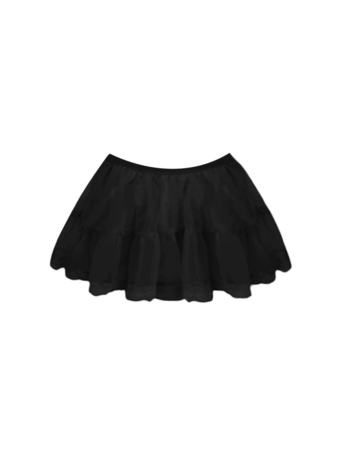 Gothic-Style 2-Piece Set A-Line Tiered Mini Skirt Hottie Outfit Lace Trim Strapless Bow Accent Short Dress AP4208