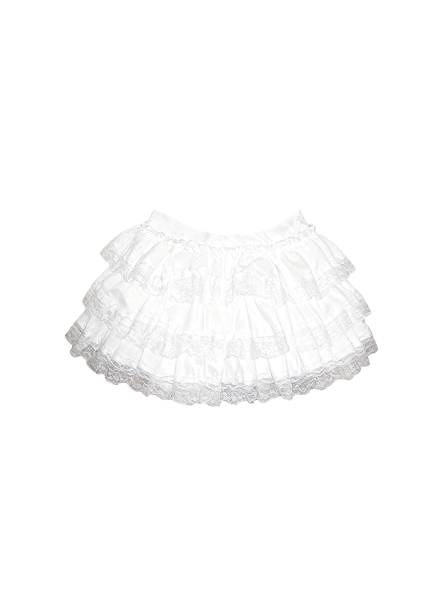 Refined 2-Piece Set Cinched-Waist Bodice A-Line Tiered Mini Skirt Romantic Strapless Lace Trim White Short Dress AP4212