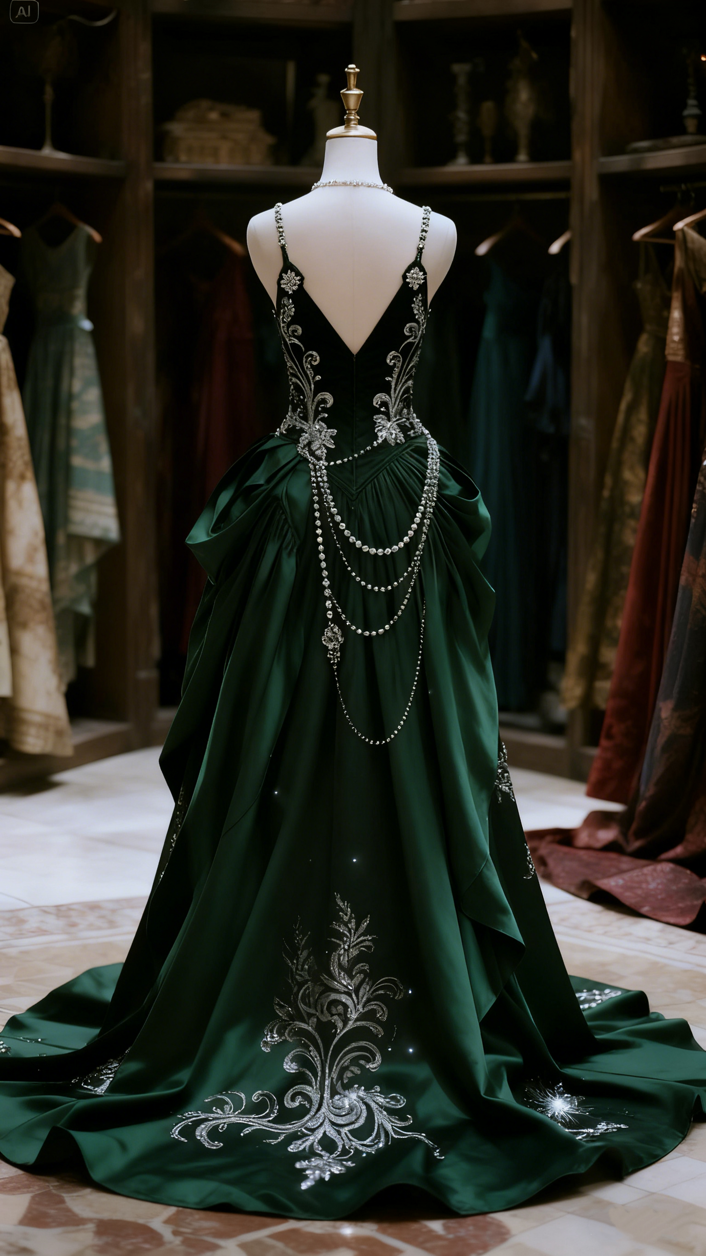 Novelty A-Line Spaghetti Strap Evening Dresses Sequins Beading Embroidery Prom Dress AP4245