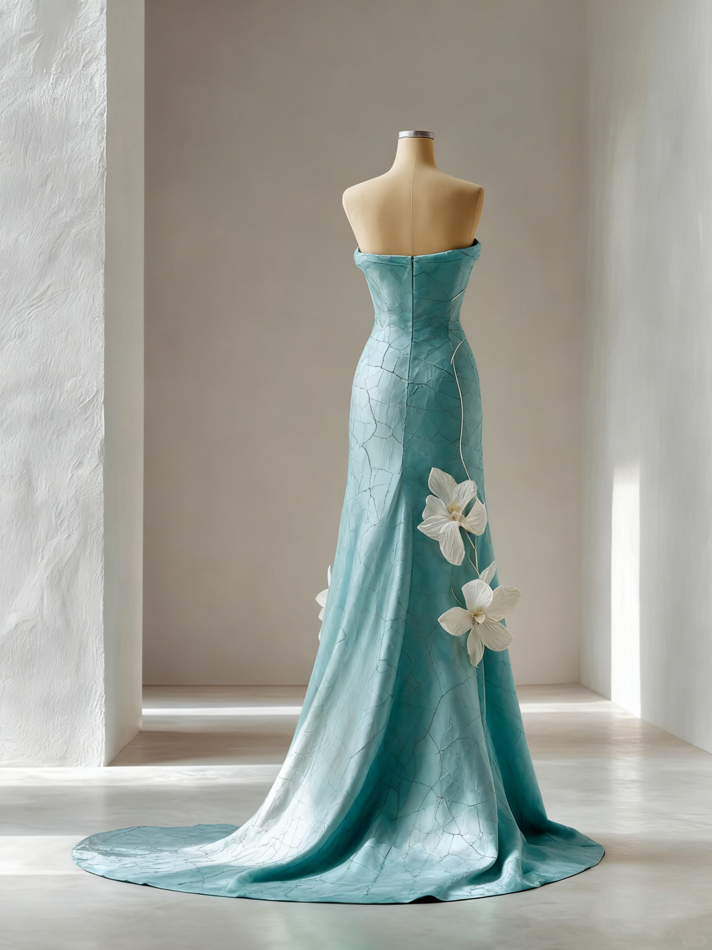 Unique Strapless Sheath Sweet 16th Dresses Handmade Flowers Prom Dress AP4246