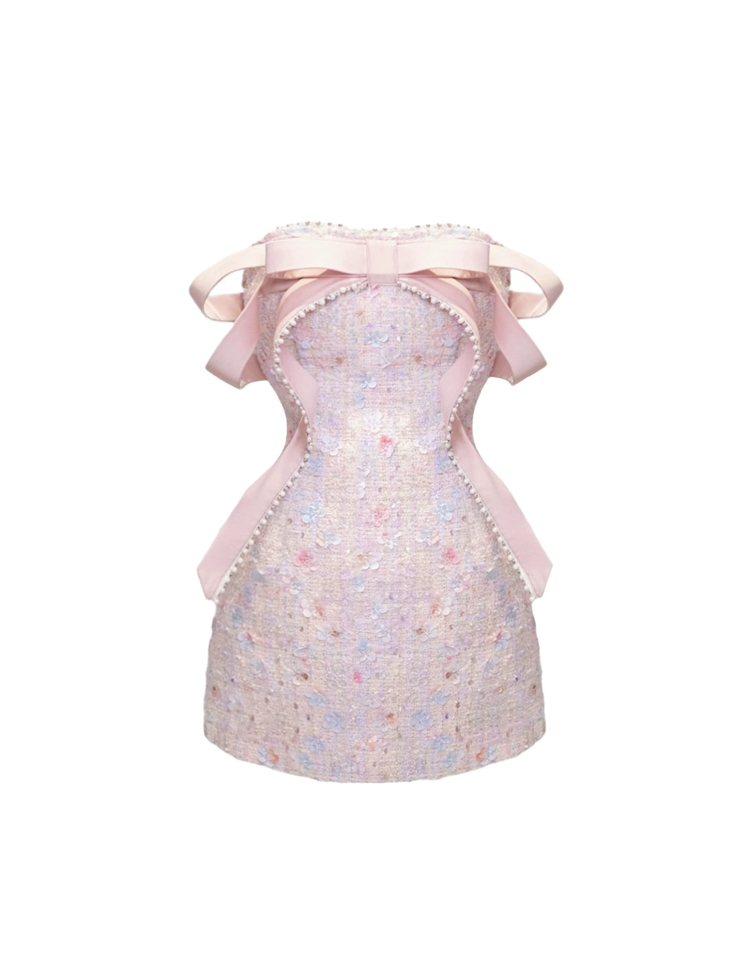 Princess Sequins Design Sheath Mini Skirt BowKnot Off-Shoulder Short Dress AP4267