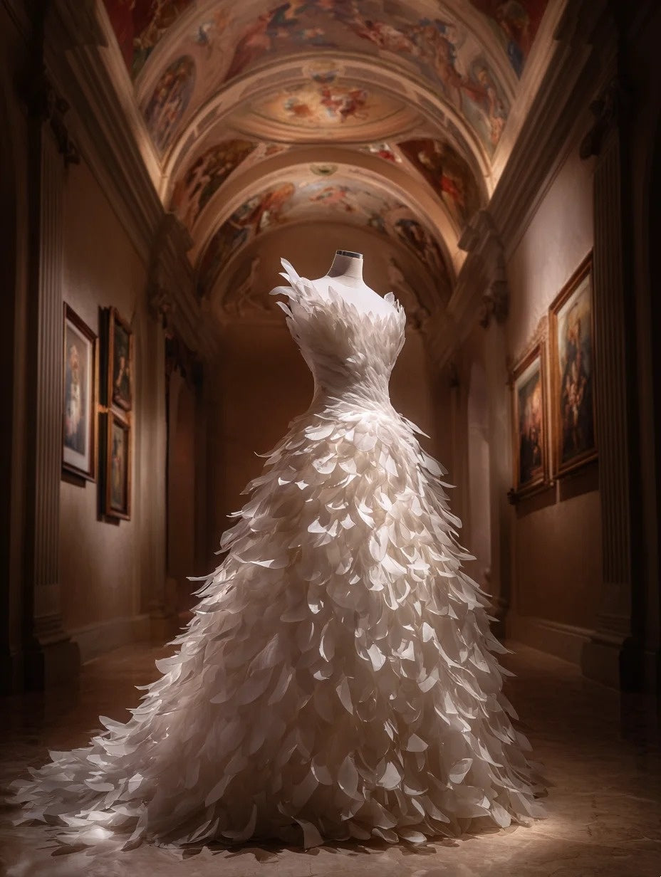 Romantic A-Line Strapless Sweet 16th Gowns Feather White Prom Dress AP4288