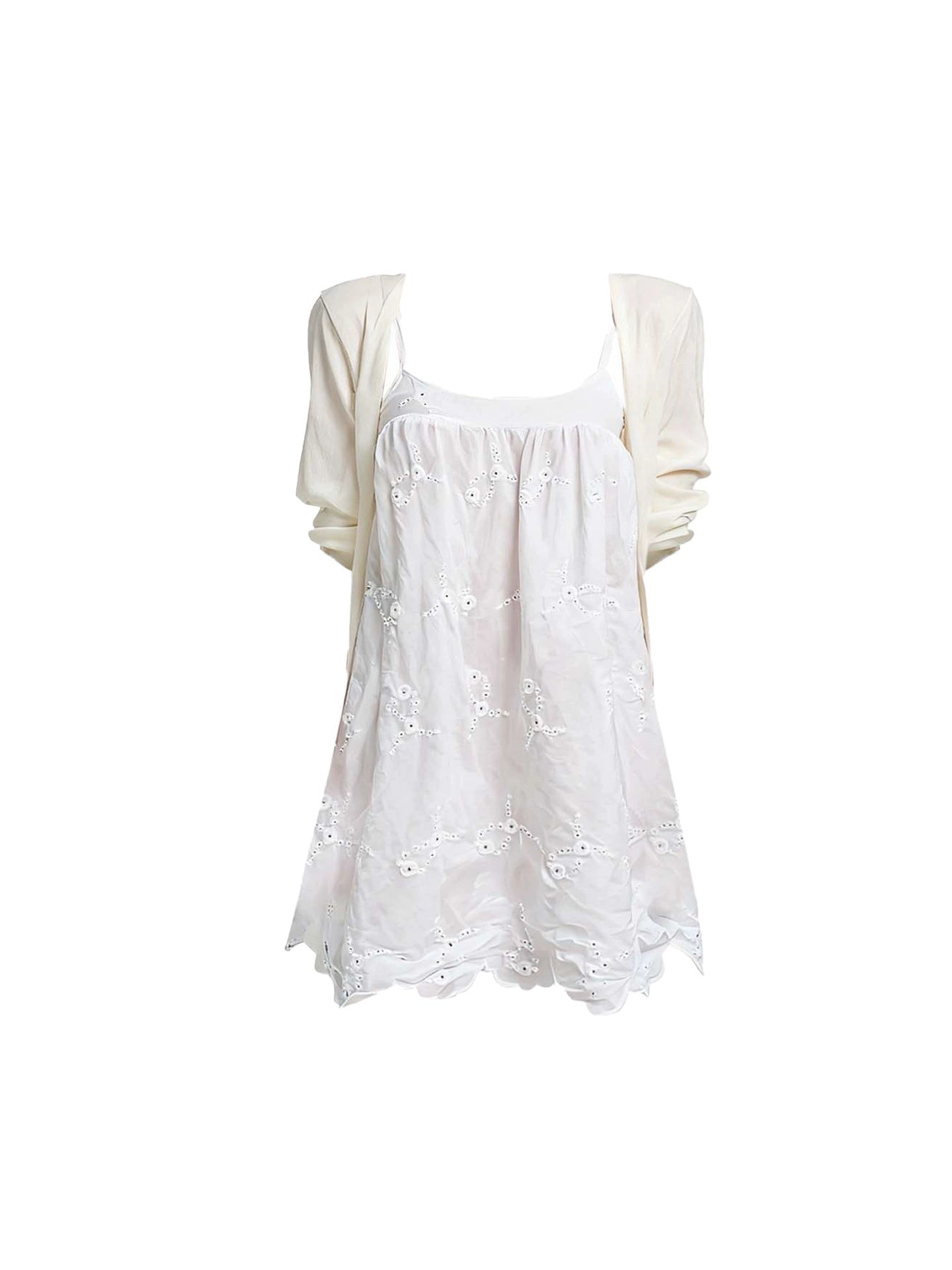 Novelty Spaghetti Strap Cutout White Mini Skirt Chic A-Line Party & Date Looks Short Dress AP4369