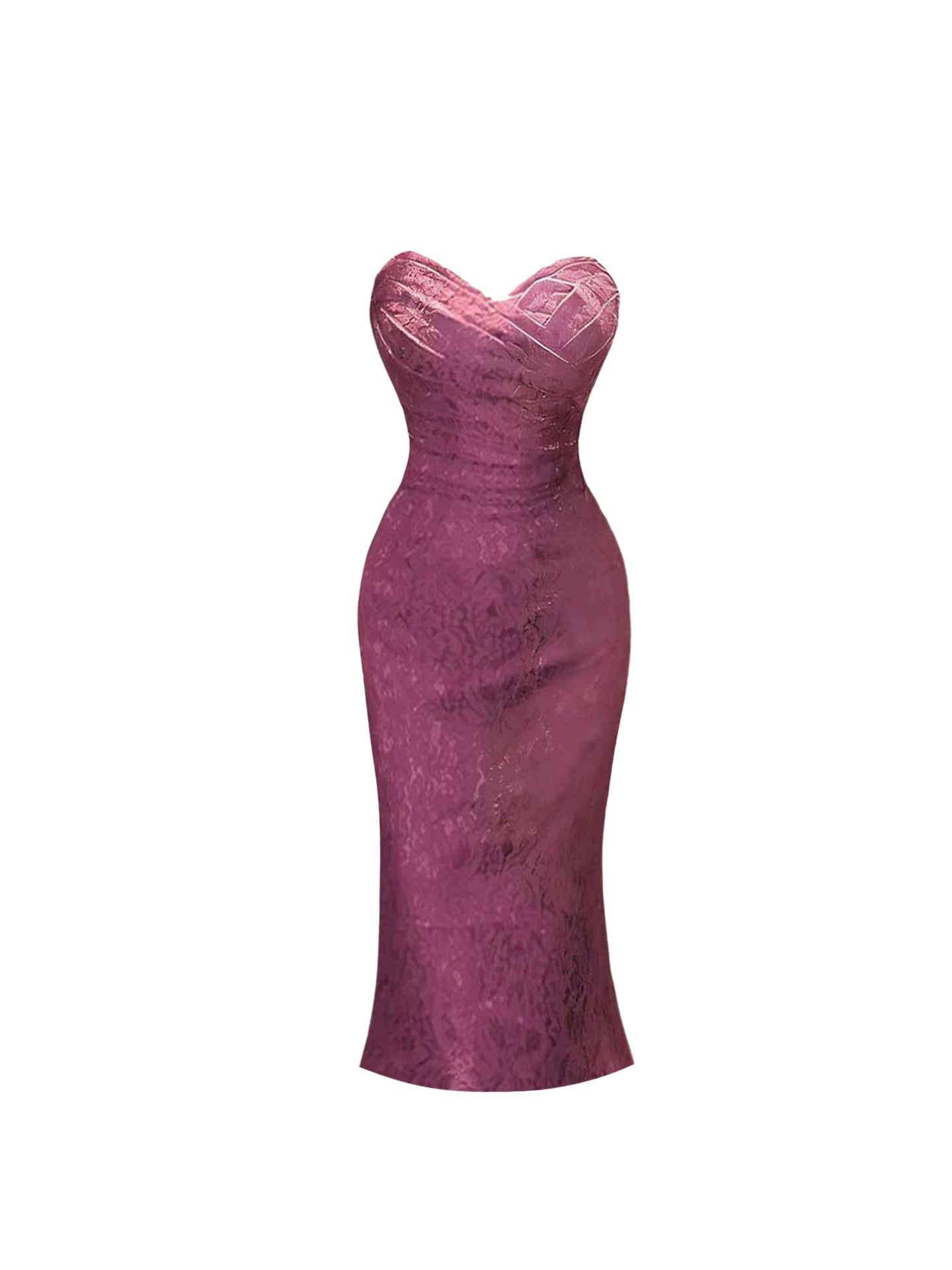 Dopamine Style Formal Events Strapless Pleated Midi Skirt Alluring Splicing Lace Sheath Short Dress AP4395