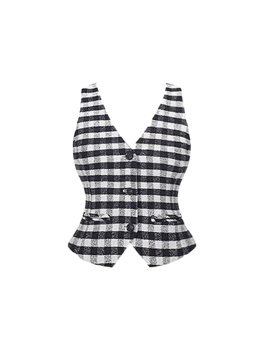 Novelty Plaid V Neck Midi Dress Vogue Office Outfit Sheath 2-Piece Set Long Dress AP4457