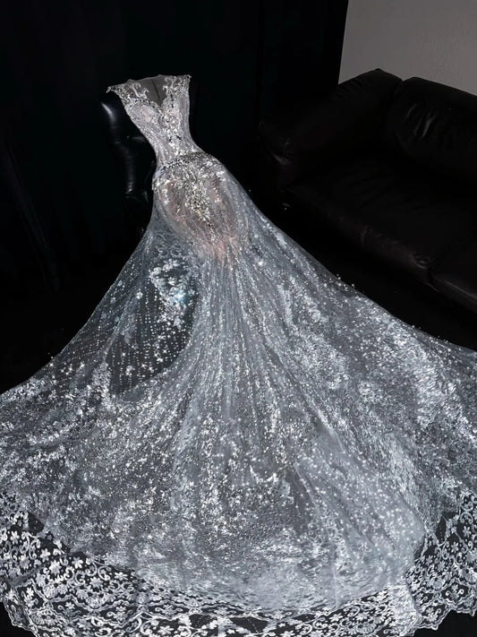 Vibrant Illusion Neck Sweet 16th Mermaid Dresses Glittering Sequins Rhinestones Appliques Beading Prom Dress AP4461