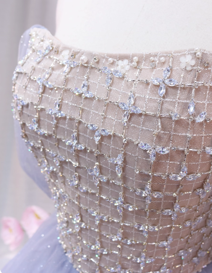Sparkly Off-Shoulder A-Line Sweet 16th Dresses Beading Pearls Sequins Tulle Prom Dress AP4467