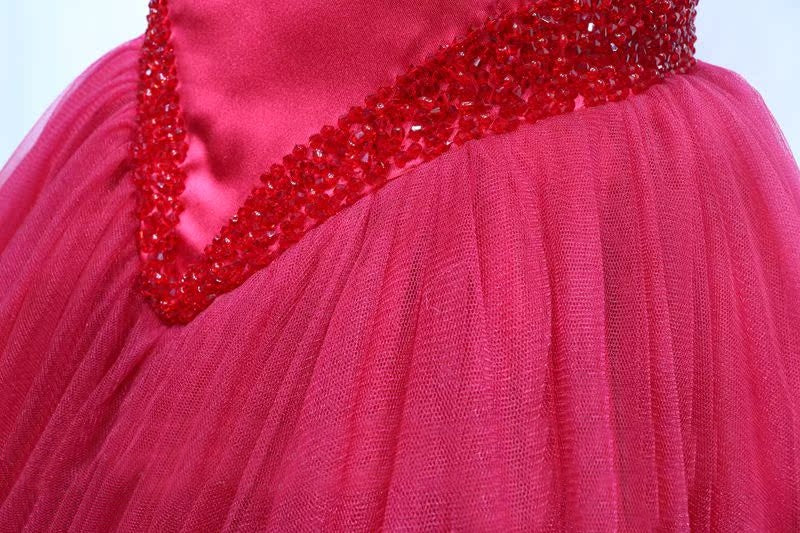 Sparkly Off-Shoulder Red Tulle A-Line Sweet 16th Evening Gowns Beading Prom Dress AP4686