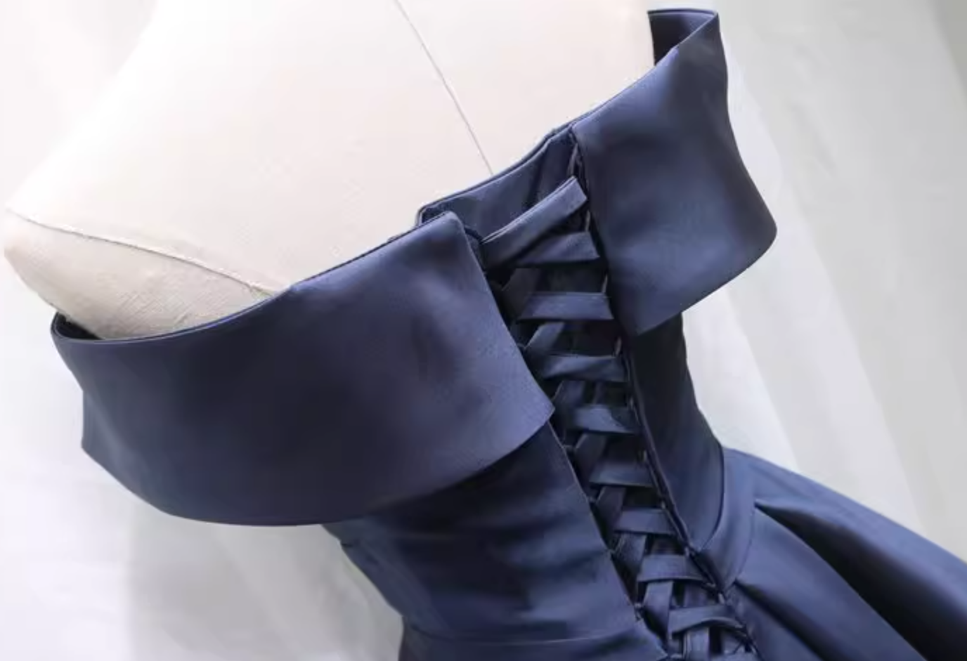 Sexy Off-Shoulder A-Line Birthday Dresses Pleated Navy Blue Satin Homecoming Dress AP4694
