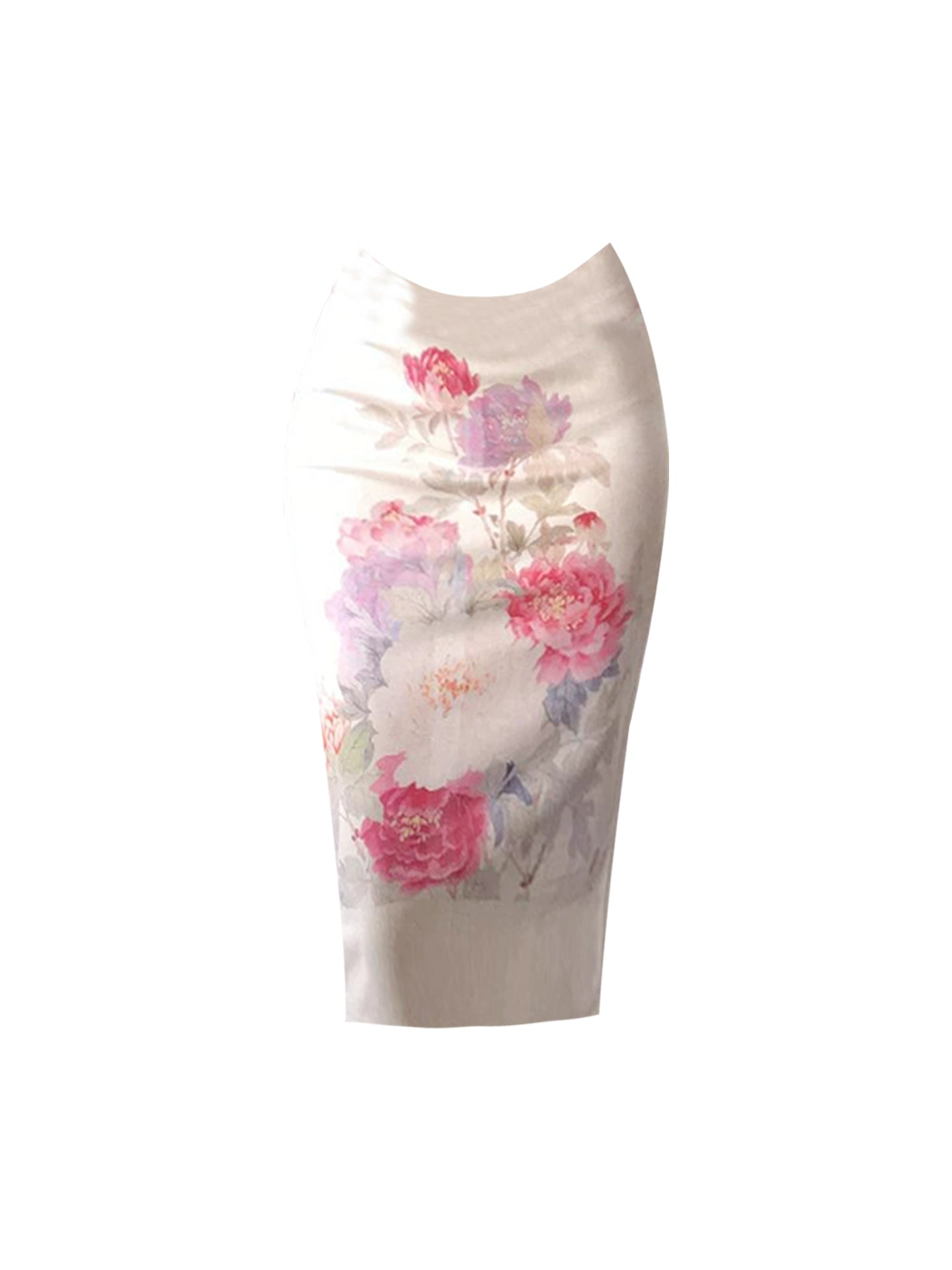 Charming Red & White Two-Piece Set Sheath Midi Dress Alluring Sleeveless High Collar Peony Print Long Dress AP4752