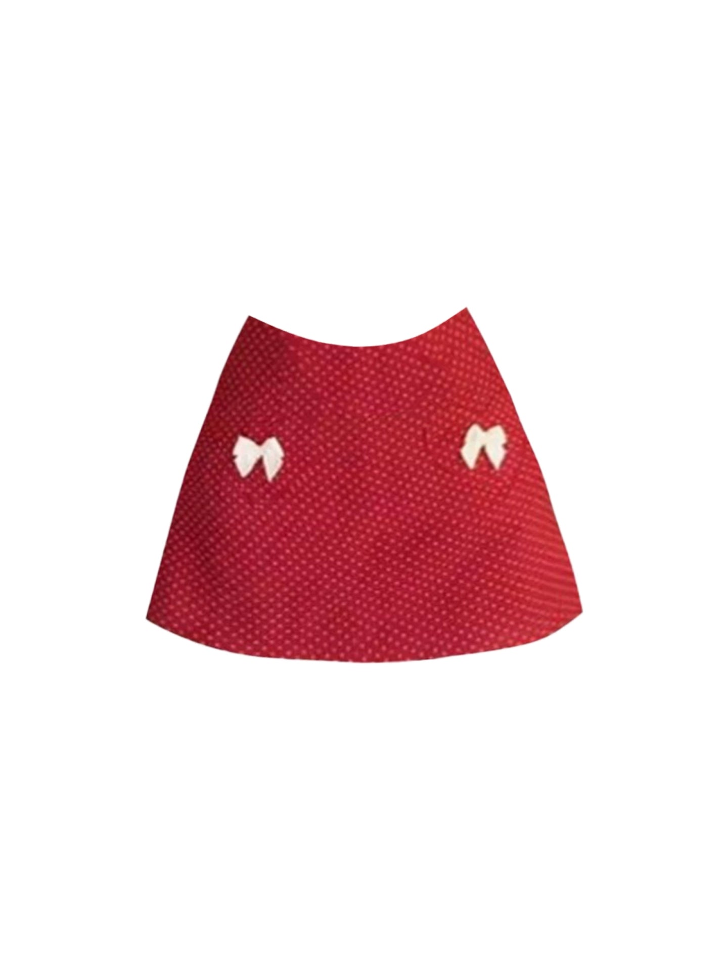 Enchanting Sheath Cherry Accents Bow Design Mini Skirt Sweet White Off-Shoulder Ruffled Bustier Top Red Polka Dot Short Dress AP4784