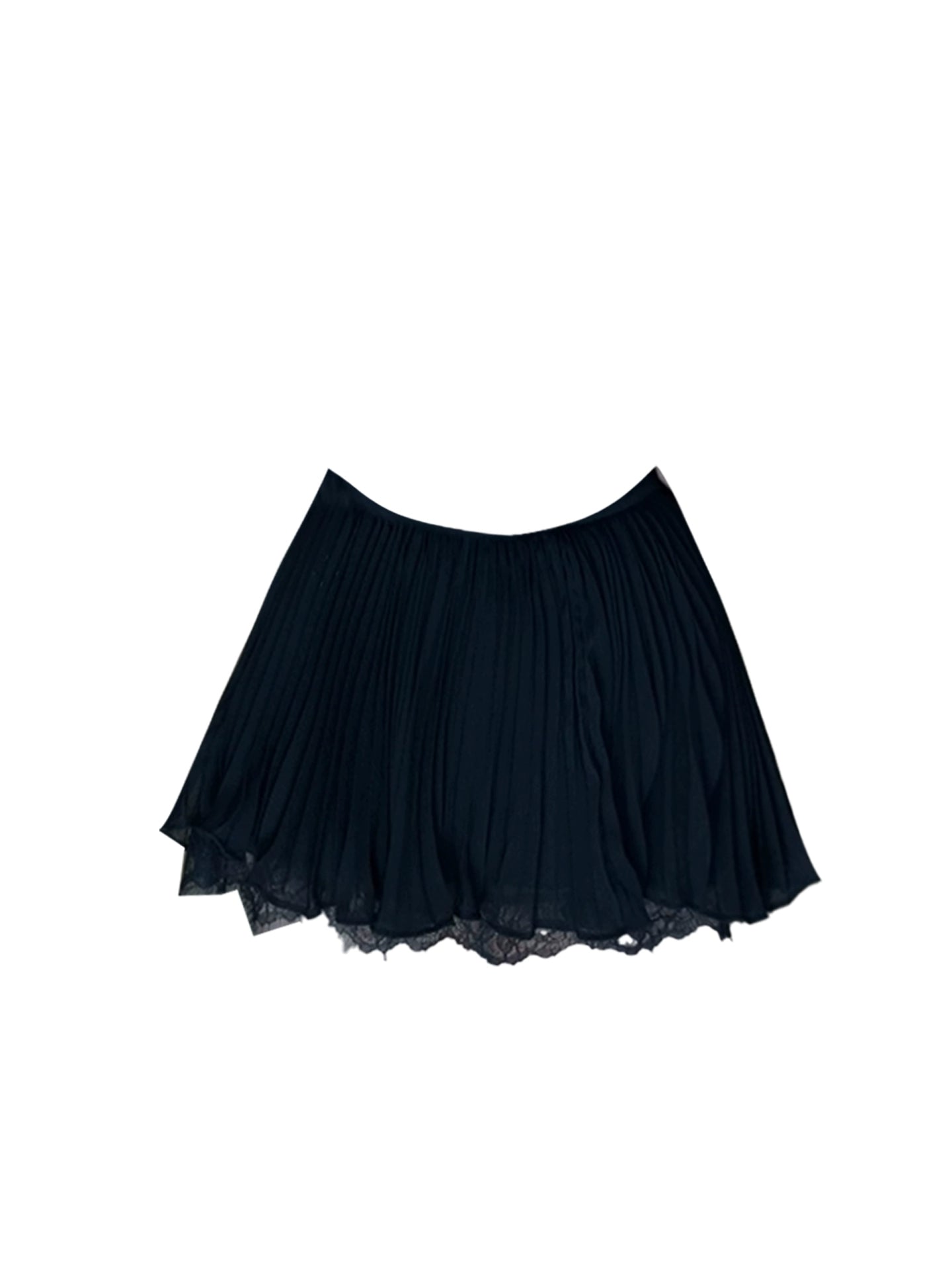 Sleek Halter Neck Two-Piece Black Pleated Mini Skirt Alluring Lace Trim Belted Waist A-Line Short Dress AP4795