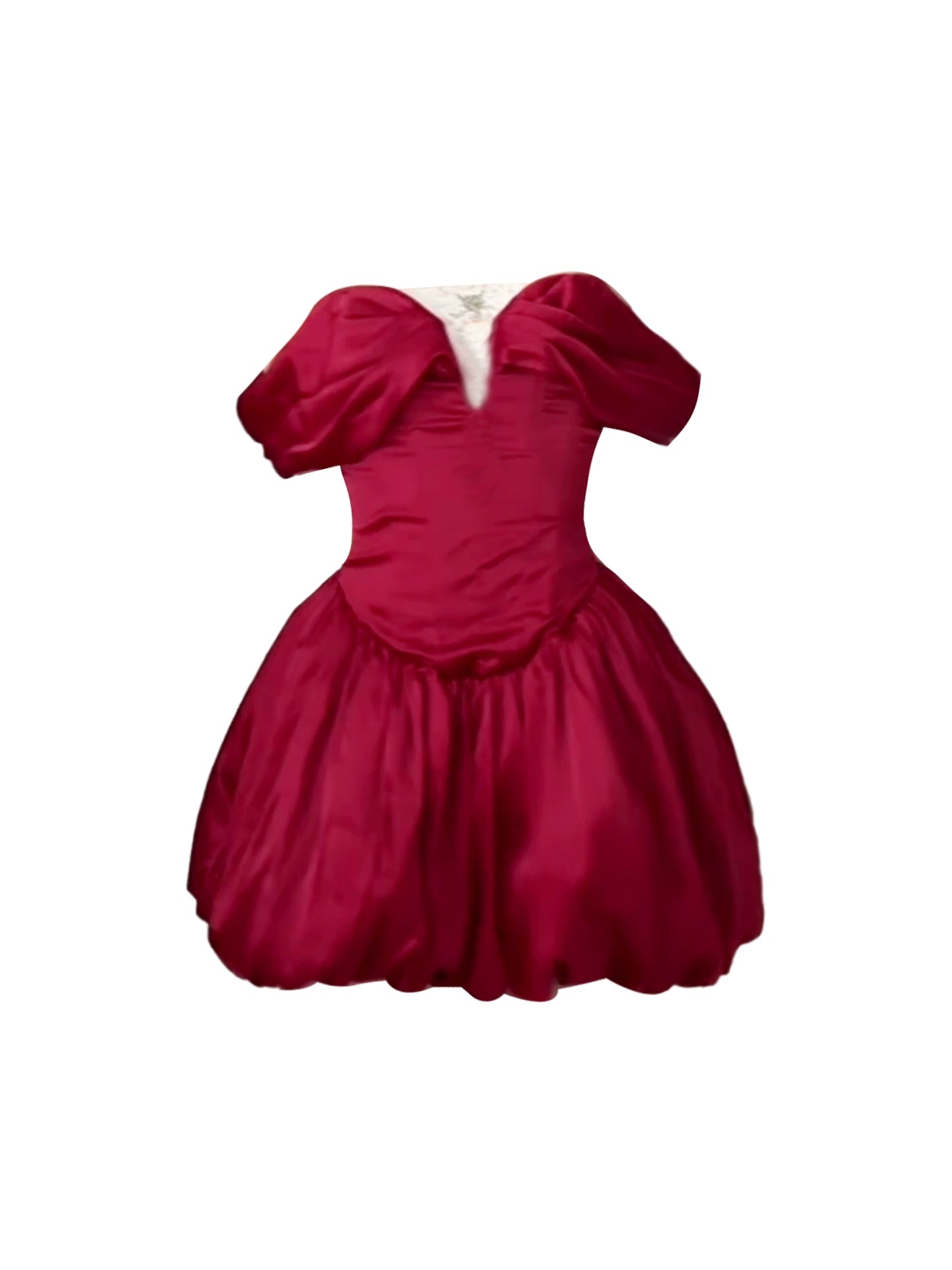 Chic A-Line Holiday Parties Puff Mini Skirt Lustrous Burgundy Off-Shoulder Short Dress AP4799