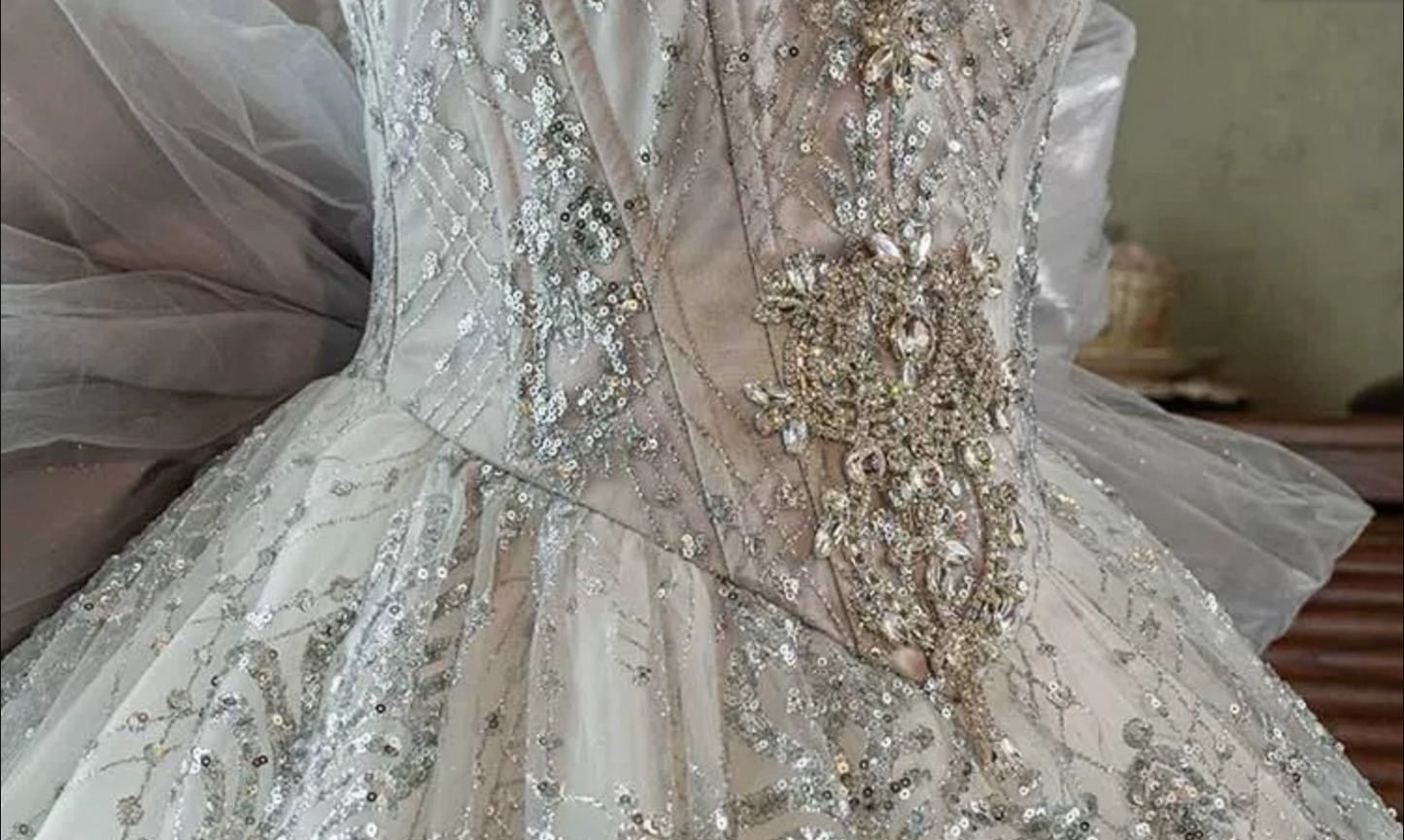 Lovely A-Line Spaghetti Strap Beading Sweet 16th Evening Dresses Sequins Bow Rhinestones Prom Dress AP4850