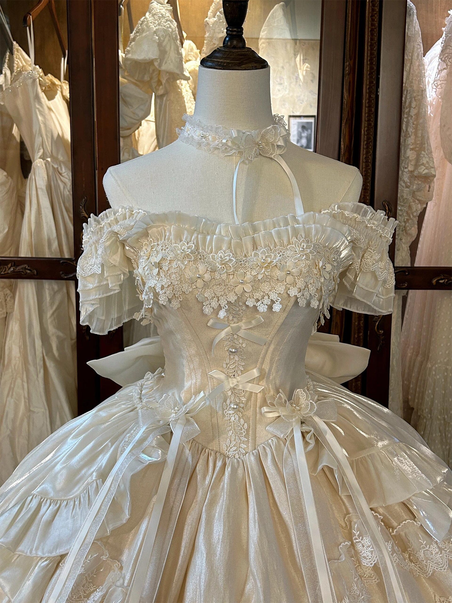 Superb Off-Shoulder A-Line 3D Floral Birthday Dresses Appliques Bows Lace Beads Homecoming Dress AP4854