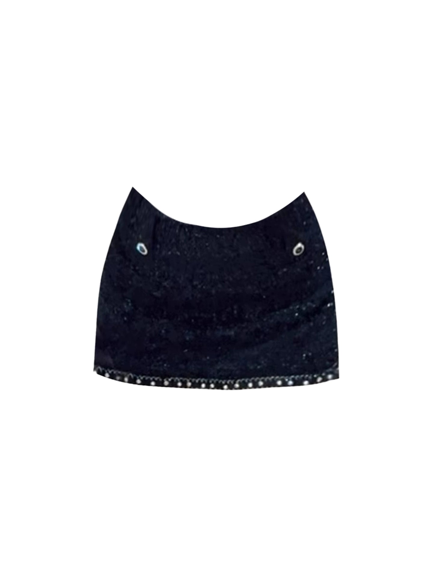 Vintage Black & White Sequin 2-Piece Set Sheath Mini Skirt Charming Floral Accents Corset Top Spaghetti Strap Date Nights Short Dress AP4881