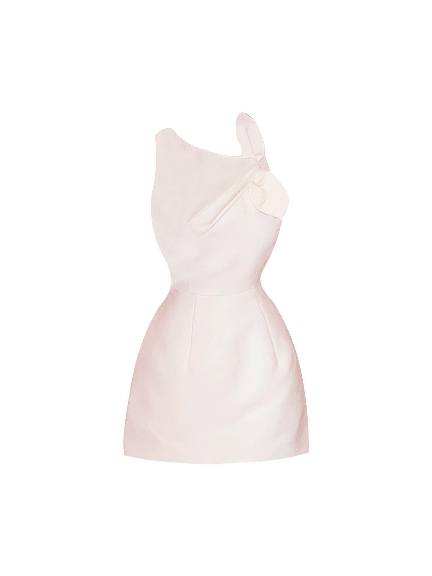 Fancy Asymmetric Neck Bow Detail Mini Skirt Stylish Date Nights Sleeveless A-Line Short Dress AP4917