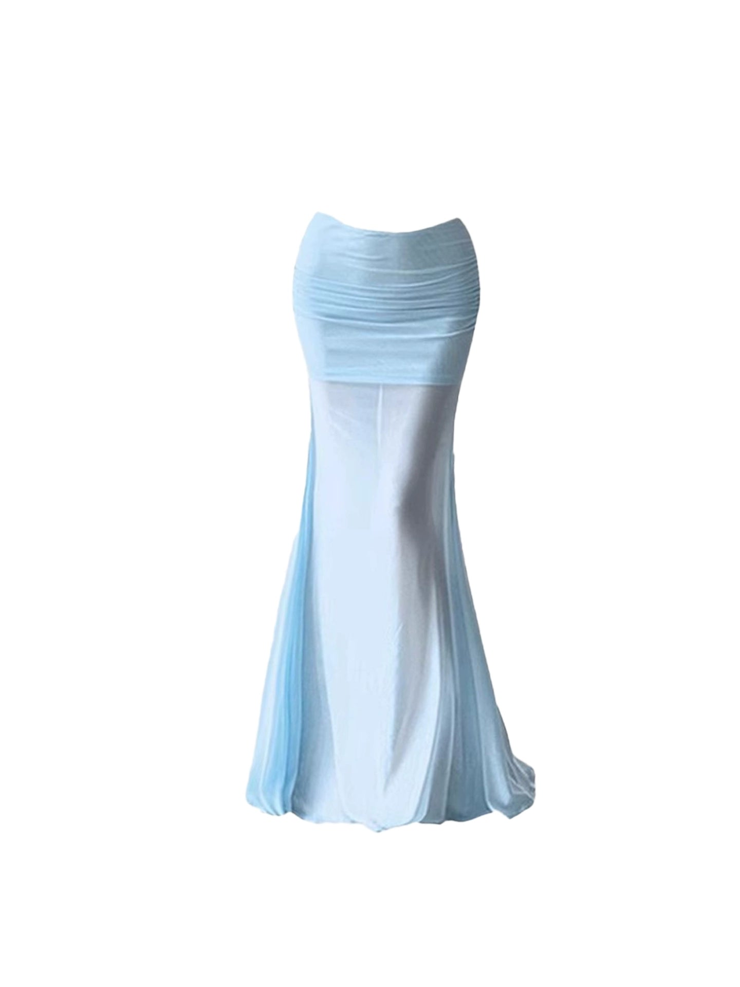 Vibrant Red Lace Spaghetti Strap V-Neck Crop Top Ruched Waist Maxi Skirt Romantic 2-Piece Outfit Light Blue Sheer Mesh Mermaid Long Dress AP4970