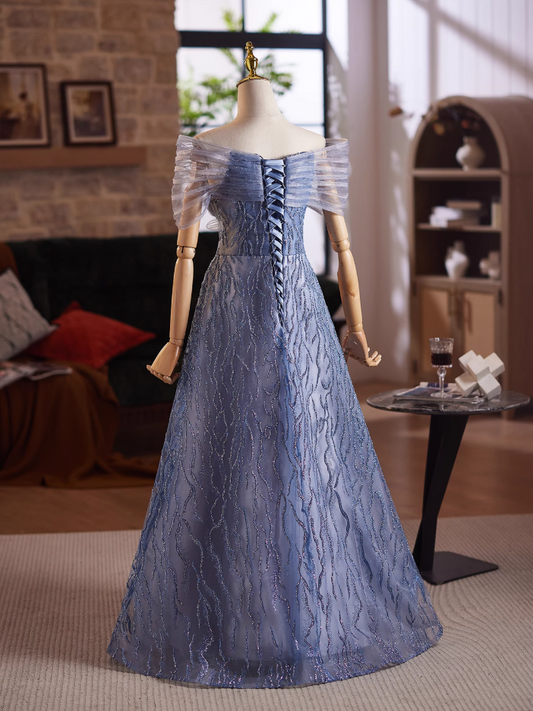 Sexy Tulle Off-Shoulder A-Line Sweet 16th Dresses Sequins Beading Appliques Prom Dress AP4991