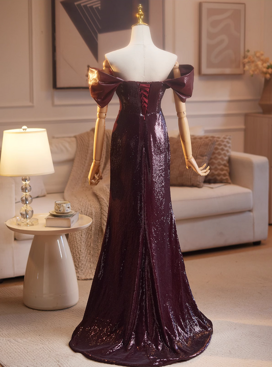 Sweet Sheath Off-Shoulder Lace-Up Sweet 16th Dresses Sequins Beading Prom Dress AP5034