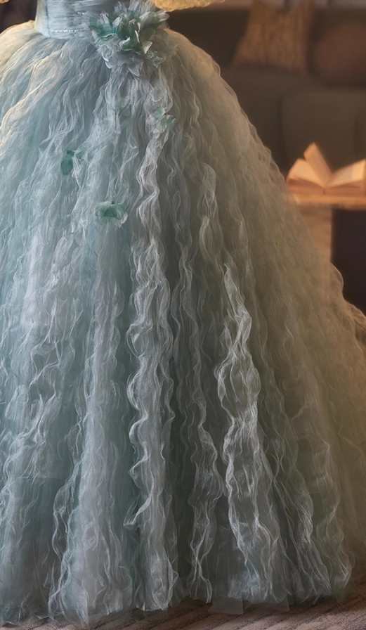 Cute Off-Shoulder A-Line Ruffled Tulle Sweet 16th Dresses Handmade Flowers Beads Prom Dress AP5107