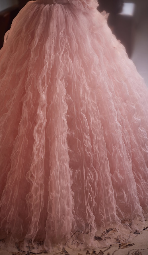 Artistic Off-Shoulder Pink Tulle A-Line Sweet 16th Dresses Beads Handmade Flowers Prom Dress AP5109