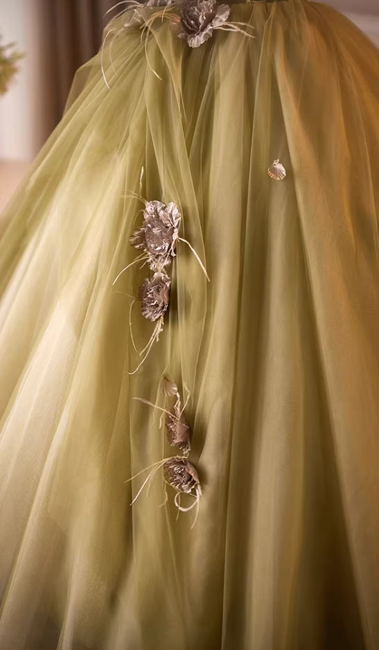 Modern Off-Shoulder A-Line Tulle Sweet 16th Dresses Handmade Flowers Prom Dress AP5230
