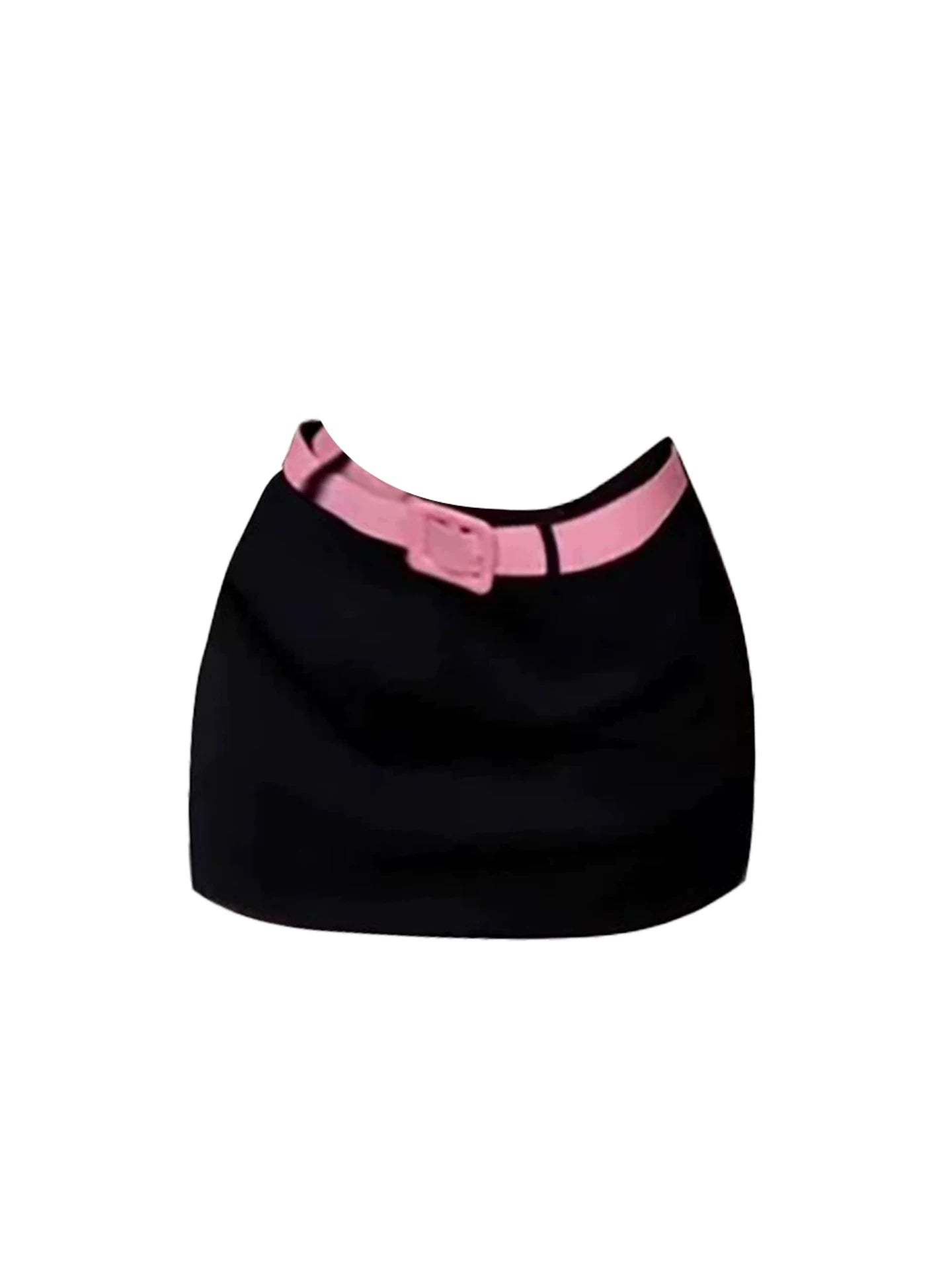 Appealing Pink Belt Button-Front 2-Piece Black Mini Dress Trendy Pink Sleeveless V-Neck Tank Bodycon Short Dress AP5255