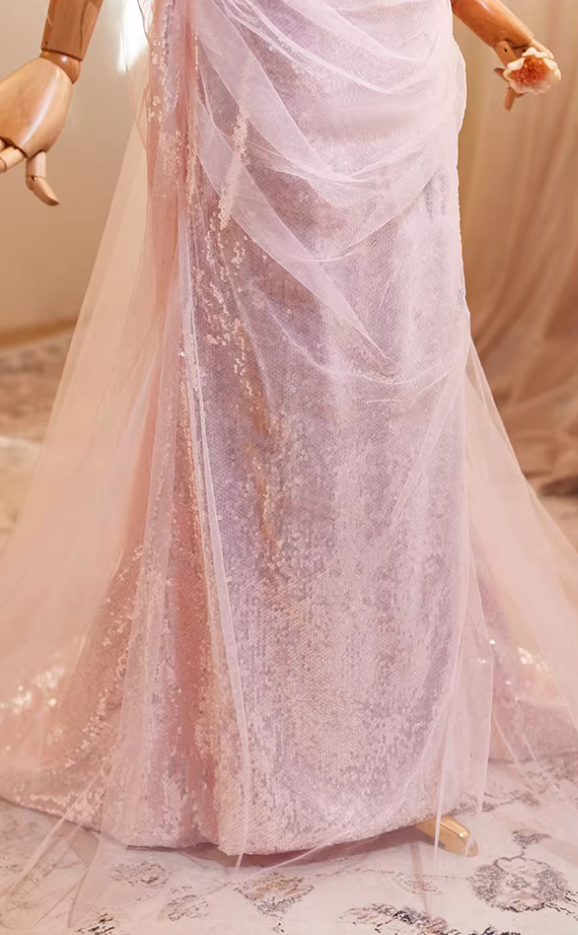 Chic Off-Shoulder Tulle Evening Mermaid Gowns Sequins 3D Flower Prom Dress AP5270