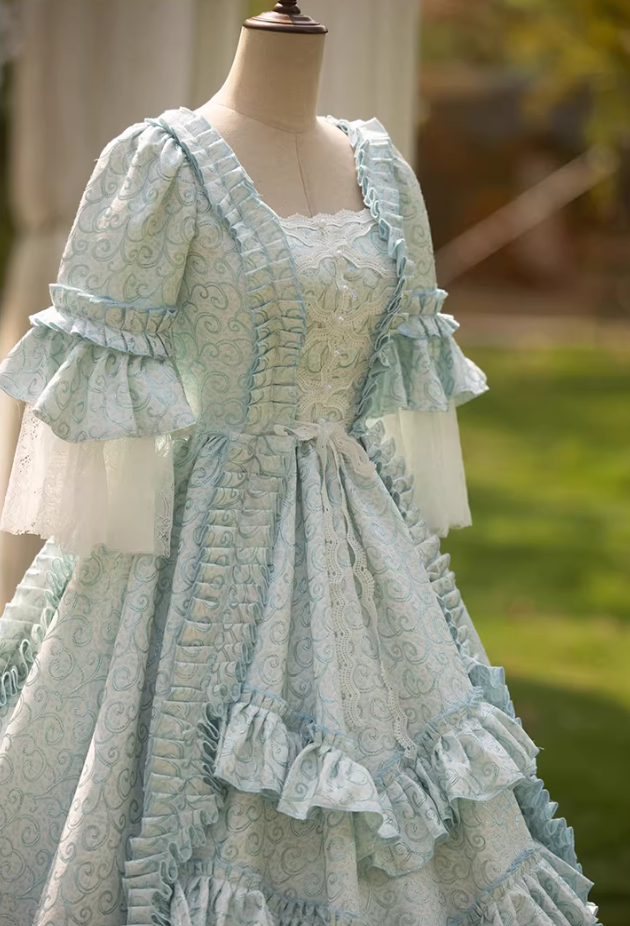 Elegant Square Neck A-Line Ruffles Sweet 16th Dresses Long Sleeve Lace Beads Prom Dress AP5274