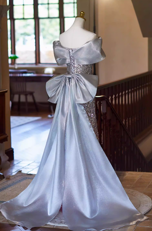 Sleek A-Line Off-Shoulder Sweet 16th Dresses With Tulle Train Ombre Sequins Prom Dress AP5346