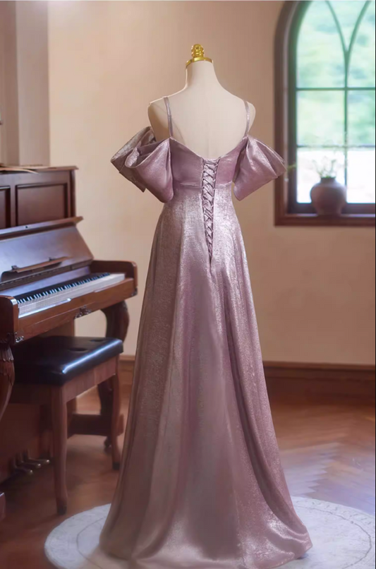 Simple A-Line Off-Shoulder Sweet 16th Dresses Lustrous Satin Prom Dress AP5350
