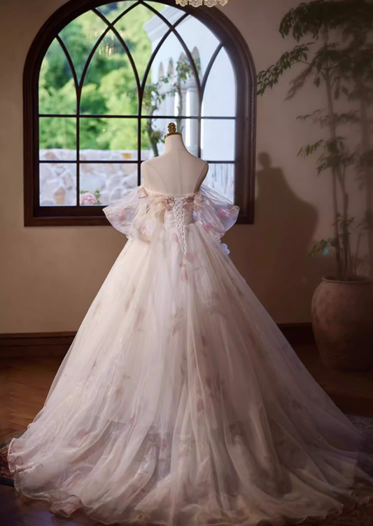 Adorable Off-Shoulder A-Line Layered Tulle Sweet 16th Dresses Appliques Sequins Prom Dress AP5384