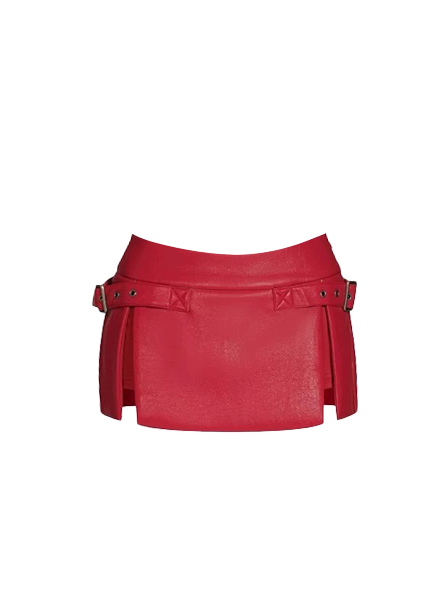 Dreamy Red Plaid Strapless Lace-Up Corset Top Bodycon Mini Skirt Sexy 2-Piece Faux Leather Side Slit Short Dress AP5444