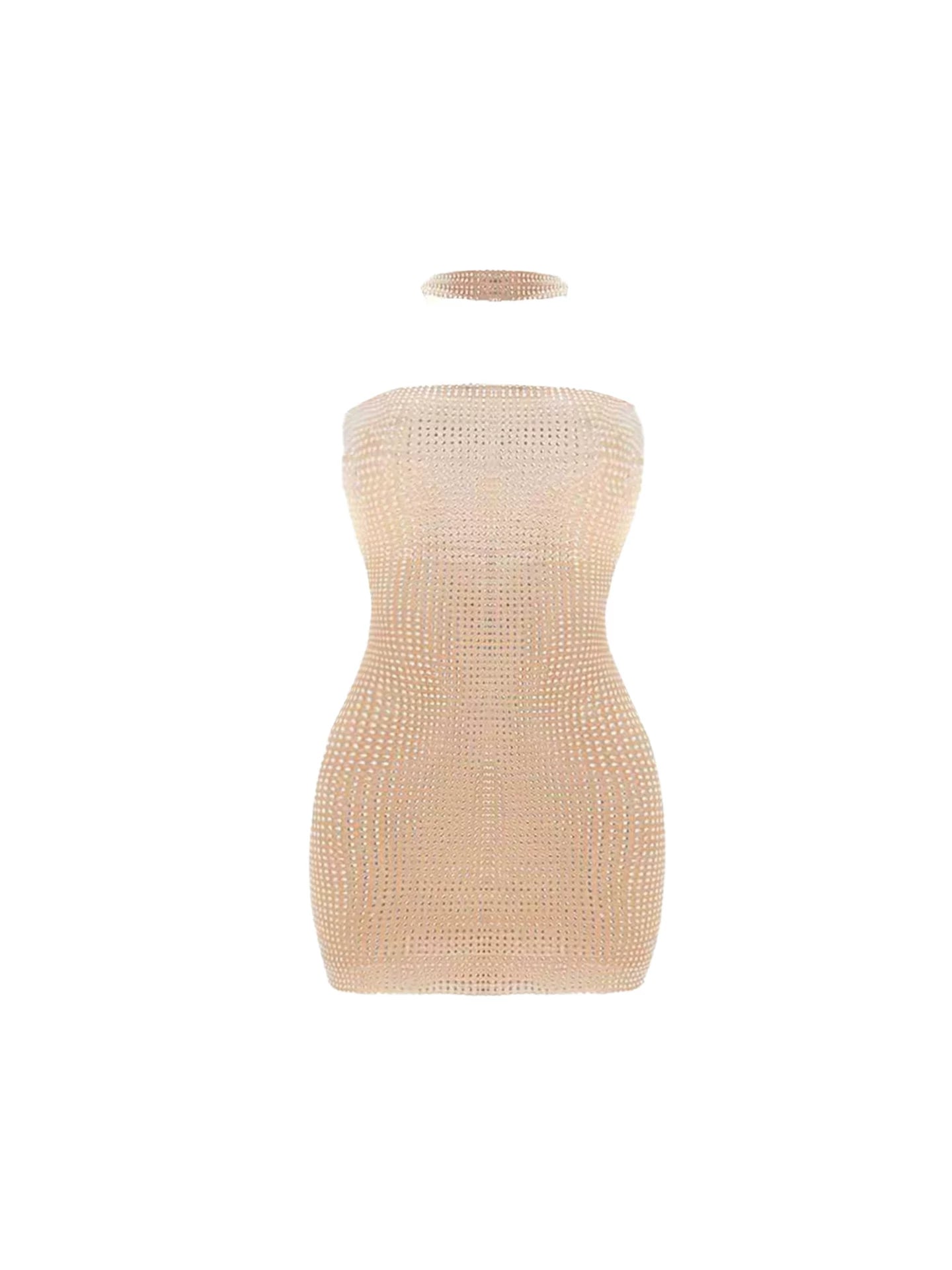 Wonderful Full Sequins Detail Bodycon Mini Dress Elegant Gold Social Parties Halter Short Dress AP5578