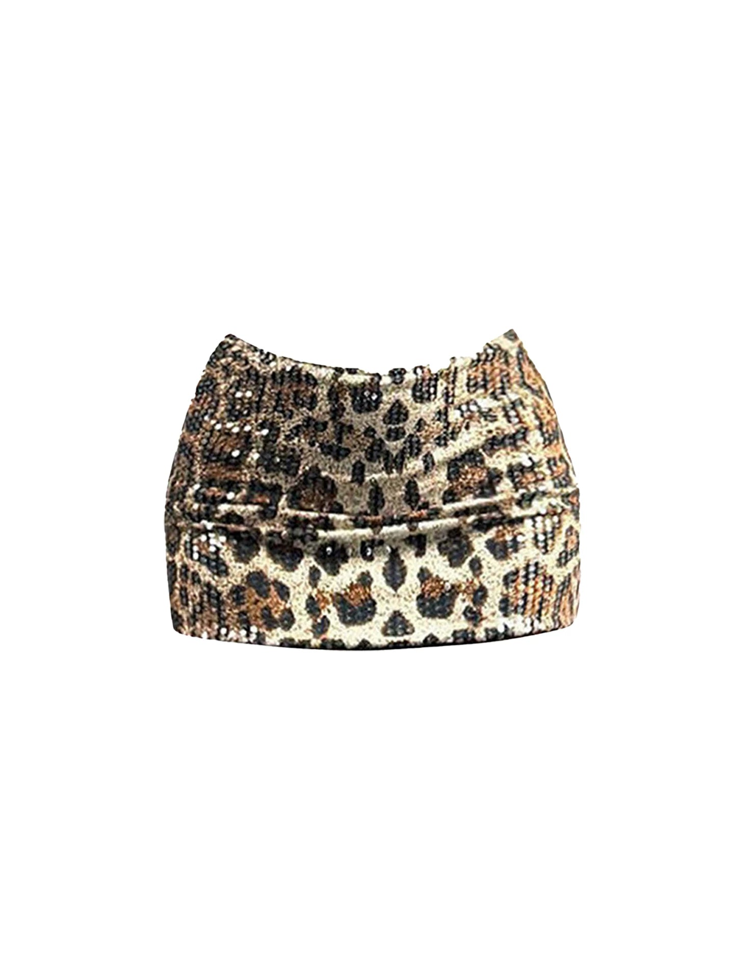 Unique Black Sheer Mesh Top Bodycon Mini Skirt Chic 2-Piece Strapless Corset Leopard Sequin Short Dress AP5621