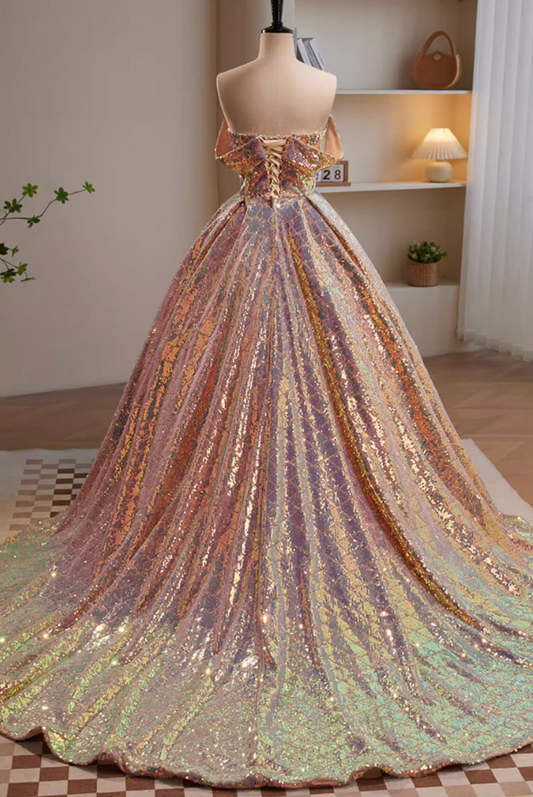 Enticing A-Line Off-Shoulder Evening Gowns Sequins Prom Dress AP5827