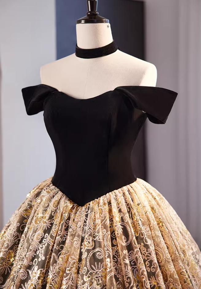 Glam A-Line Off-Shoulder Evening Gowns Textured Floral Tulle Prom Dress AP5855