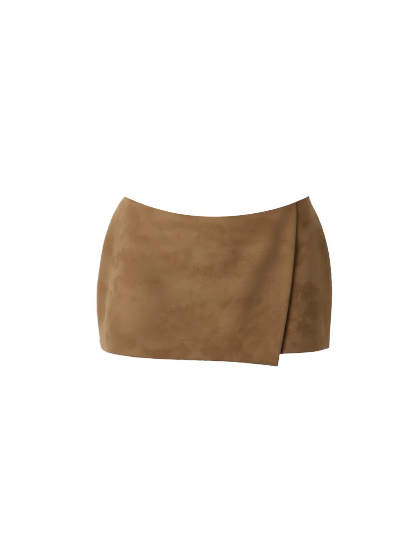 Charming Halter Top Bodycon Tan Faux Suede Mini Skirt Chic Chocolate Brown Plaid Two Piece Set Wrap Front Short Dress AP5949