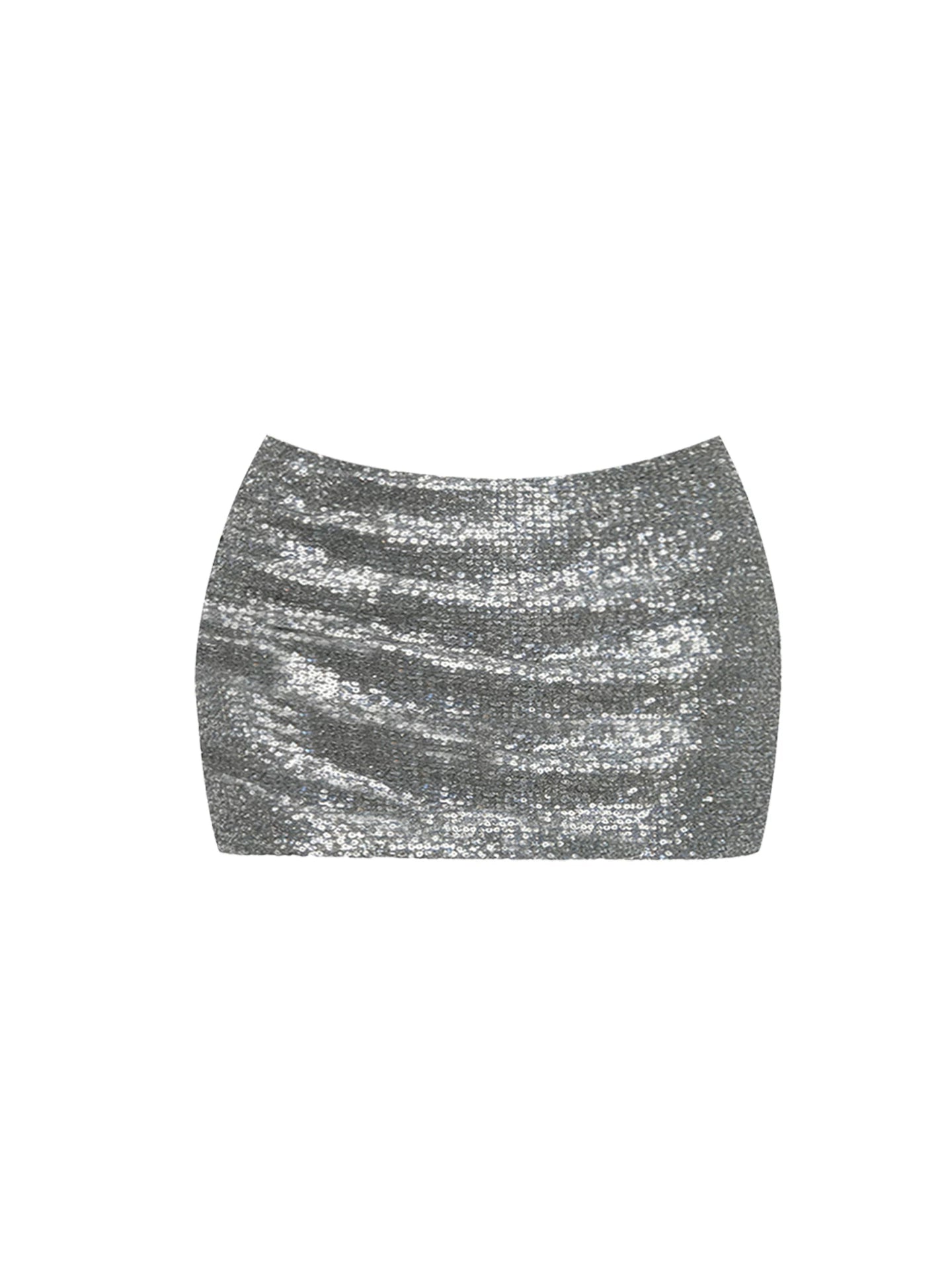 Trendy Strapless Corset Bodycon Two Piece Set Mini Skirt Glamorous Black Structured Bustier Silver Sequined Fitted Short Dress AP5959