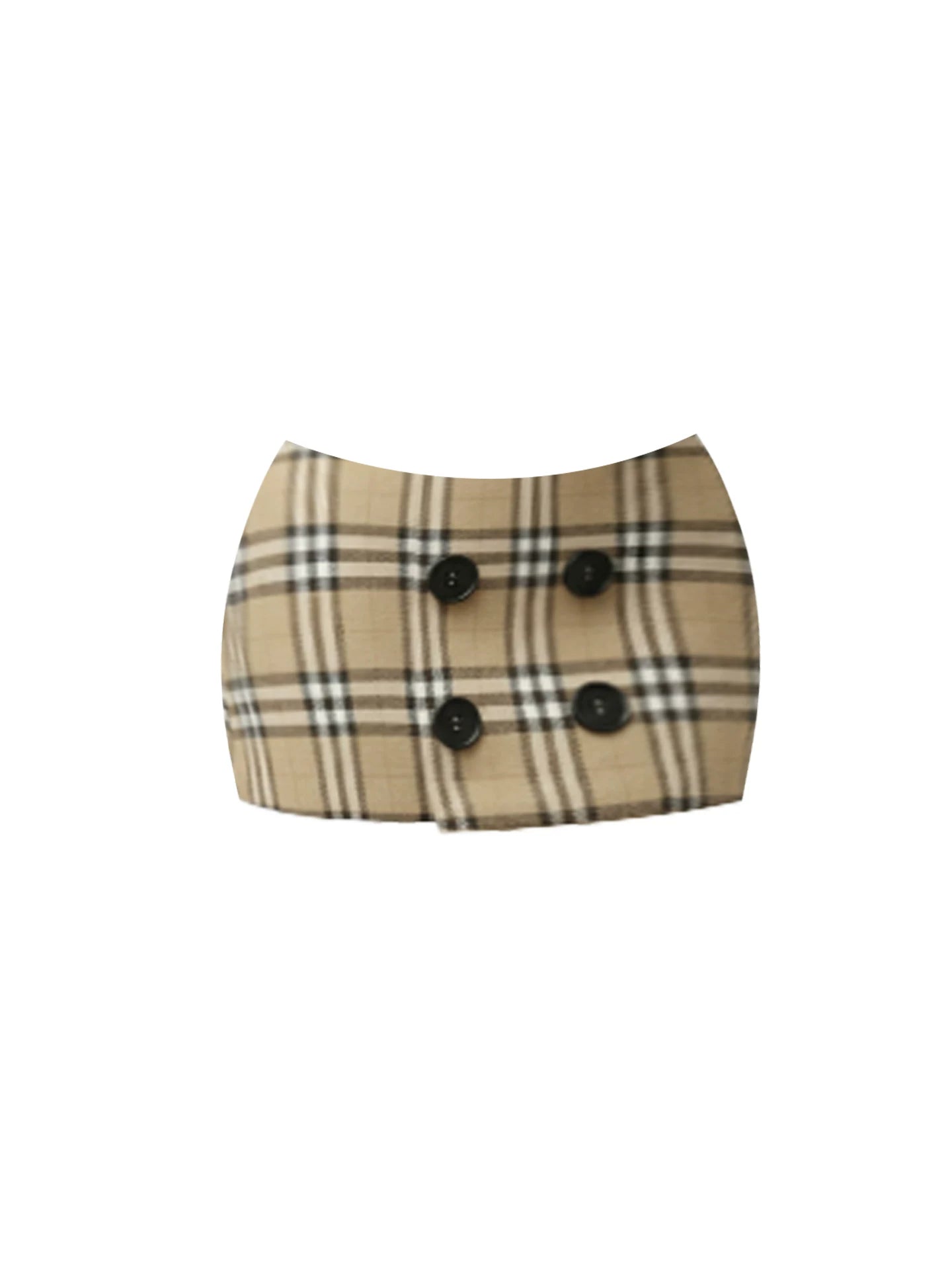 Enticing Turtleneck Sweater Beige Tartan Plaid Bodycon Mini Skirt Preppy Purple Sleeveless Two Piece Button Accent Short Dress AP5989