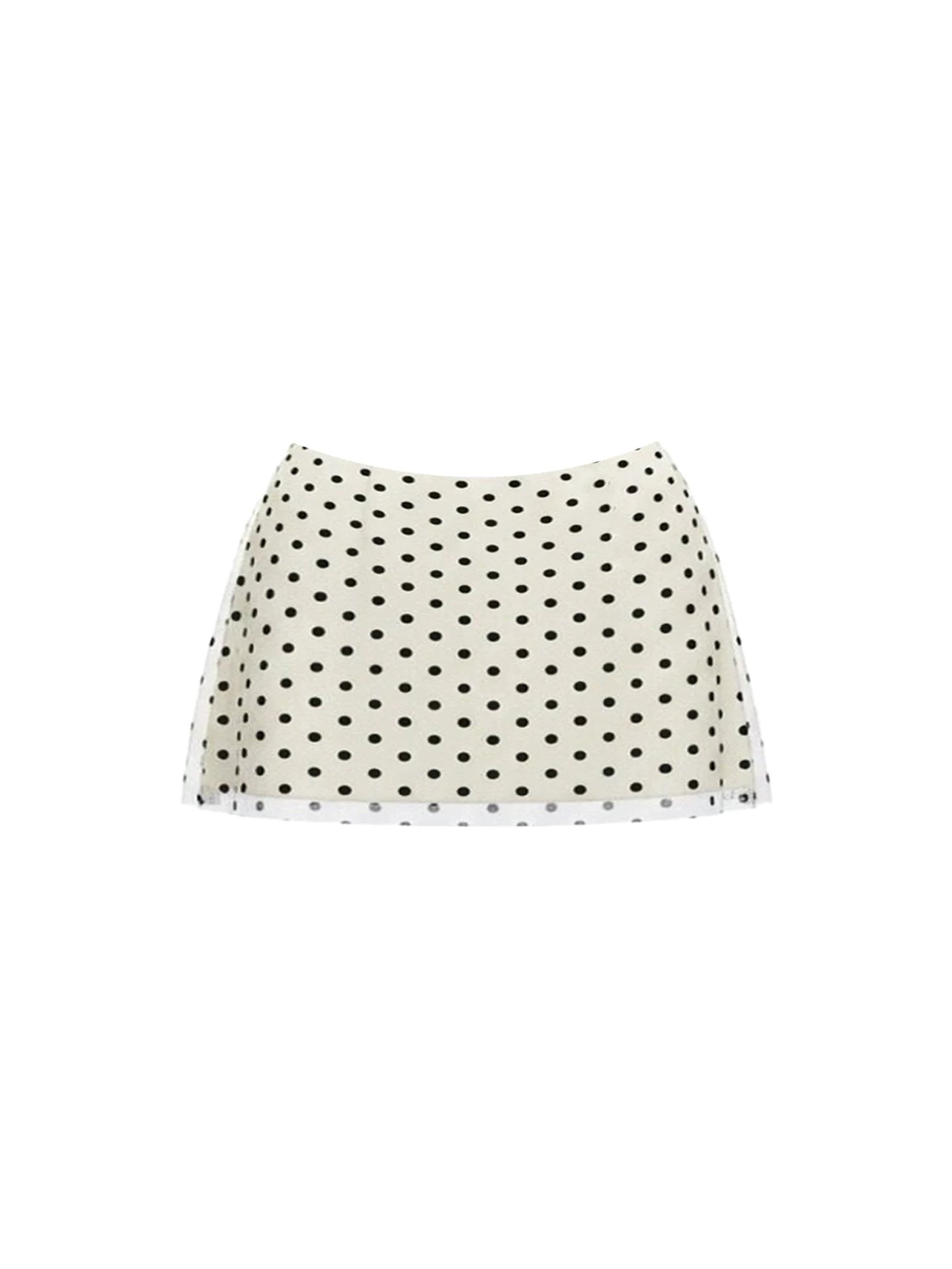 Charming Polka Dot Bow Black Ribbed A-Line Mini Skirt Cute Knit Top Two-Piece Set Short Dress AP6027