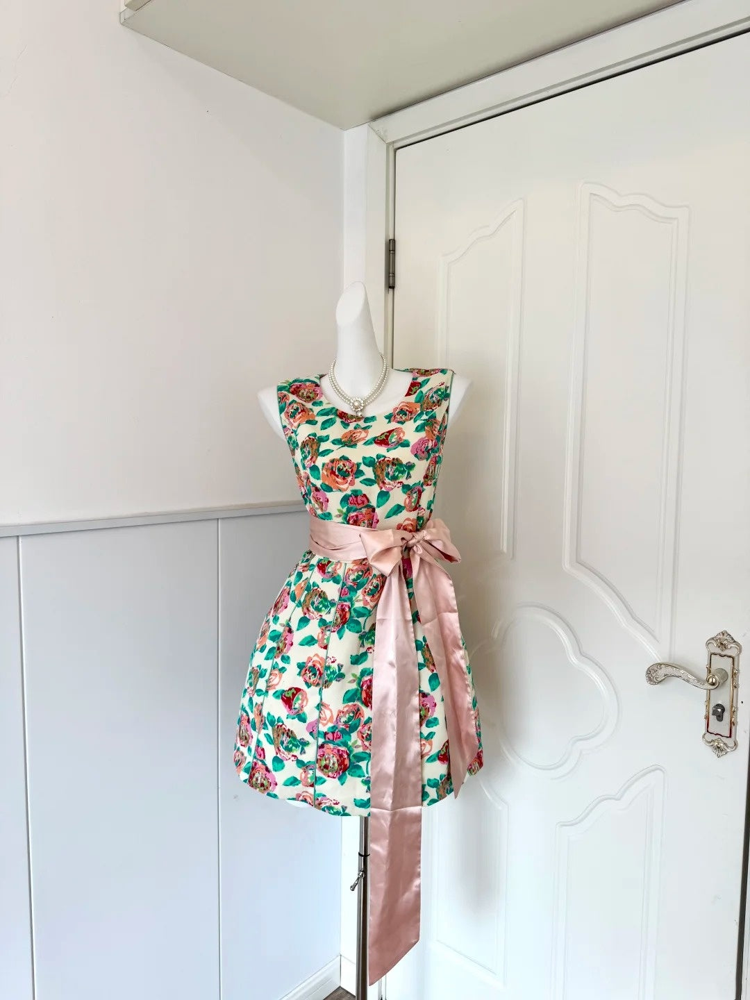 Fancy Jewel Neck A-Line Birthday Dresses With Bow Ribbon Floral Homecoming Dress AP6046